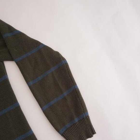 Frank And Oak Green Blue Stripe Cotton Knit Crewneck Sweater Medium - Picture 4 of 8